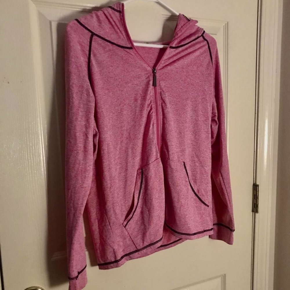 Athletic Pink Lightweight Zip-Up Hoodie.
